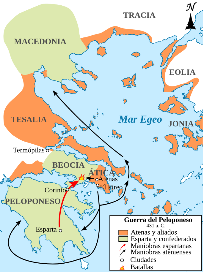 La Guerra del Peloponeso fue un largo conflicto clave en la Historia Antigua. 