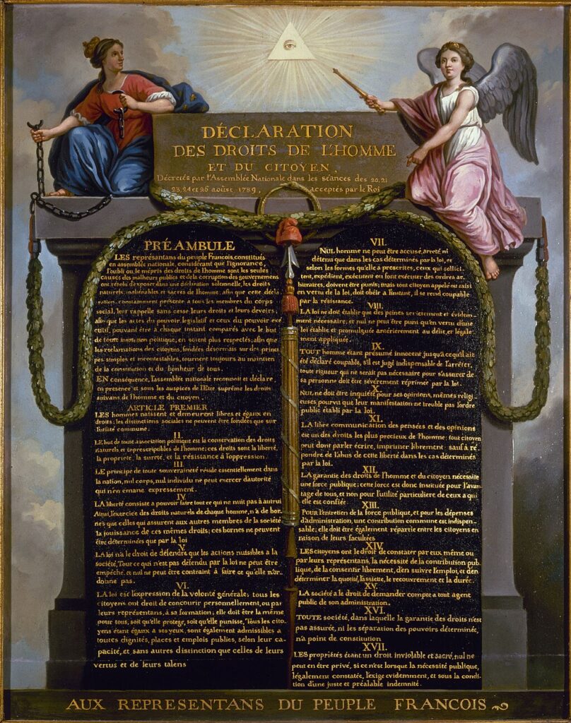 La Declaración de los Derechos del Hombre y del Ciudadano de 1789 plasmó los ideales ilustrados. 